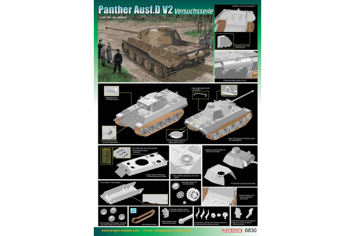 Model Kit tank 6830 - Panther Ausf.D V2 Versuchsserie (Smart Kit) (1:35)