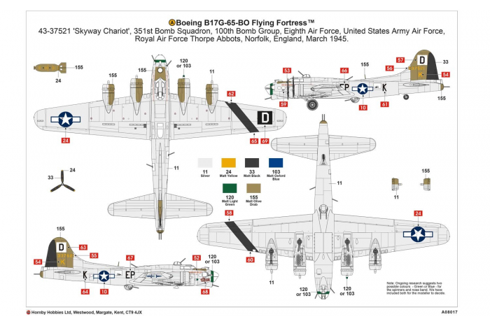 Classic Kit letadlo A08017 - Boeing B-17G FLYING FORTRESS (1:72)