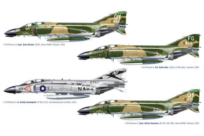 Model Kit letadlo 1373 - F-4 C/D/J PHANTOM II ACES USAF-US Navy Vietnam ACES (1:72)