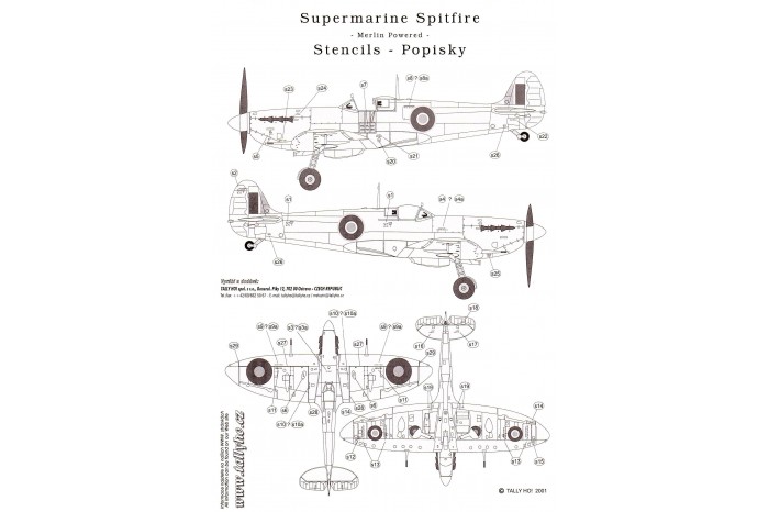 Stencils - S. Spitfire - Merlin engined (1:32) - S32007