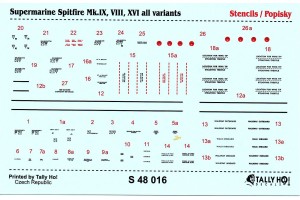 Stencils - Spitfire Mk.IX, VII, XIV (1:48) - S48016