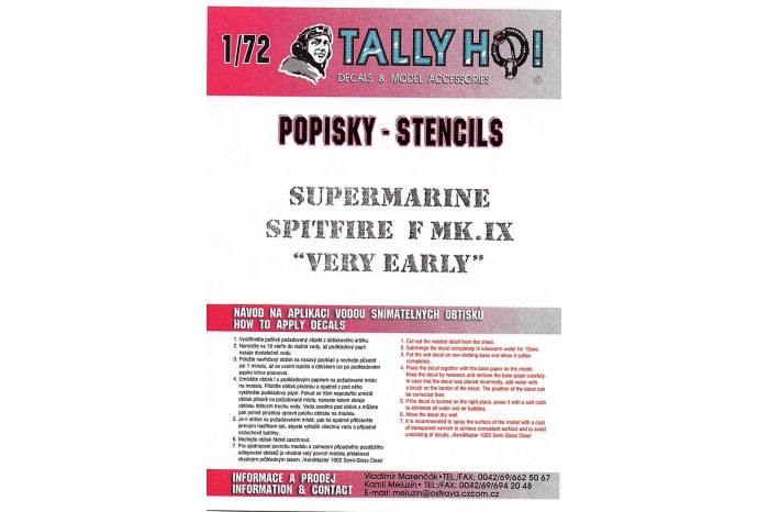 Stencils - Spitfire F Mk.IX early (1:72) - S72021