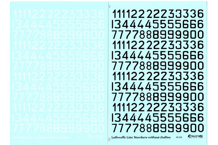 Decals - Luftwaffe Code numbers (1:48) - 48028