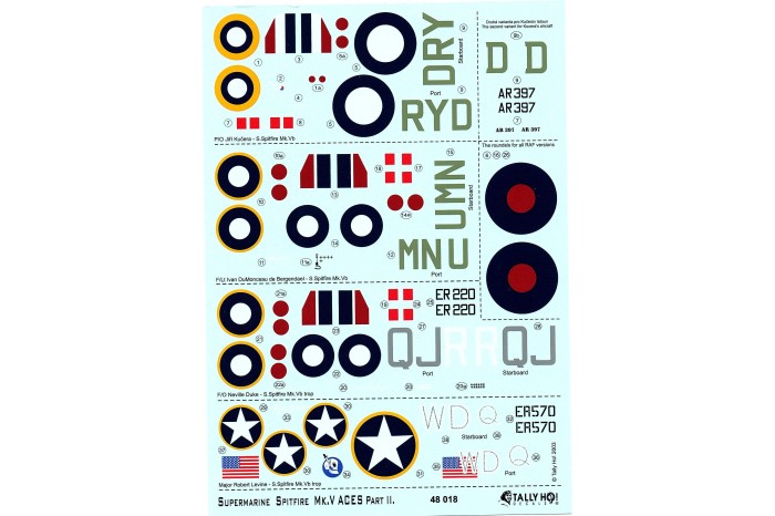 Decals - Spitfire Mk.V - Aces, part 2 (1:48) - 48018
