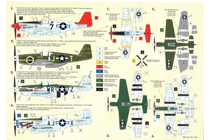 Decals - P-51 B, C, D Mustang, part 1 (1:48) - 48016