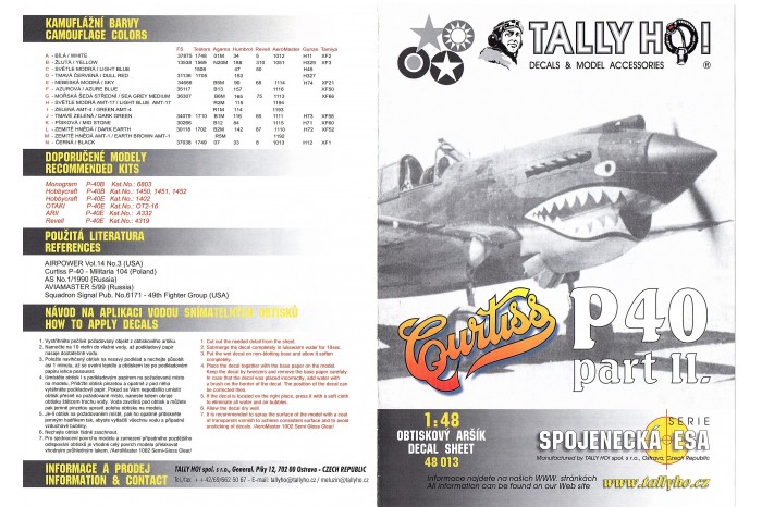 Decals - P-40 B, C, E, part 2 (1:48) - 48013