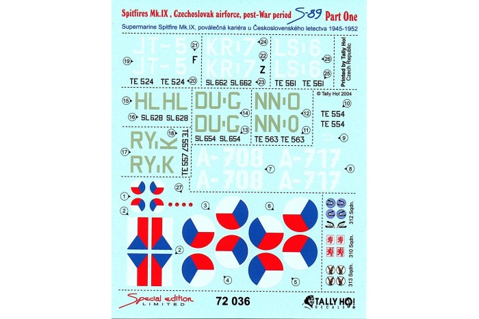 Decals - Cs Spitfires 1945 - 1952, part 1 - 72036