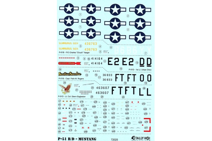 Decals - P-51 B, D Mustang, part 2 - 72025