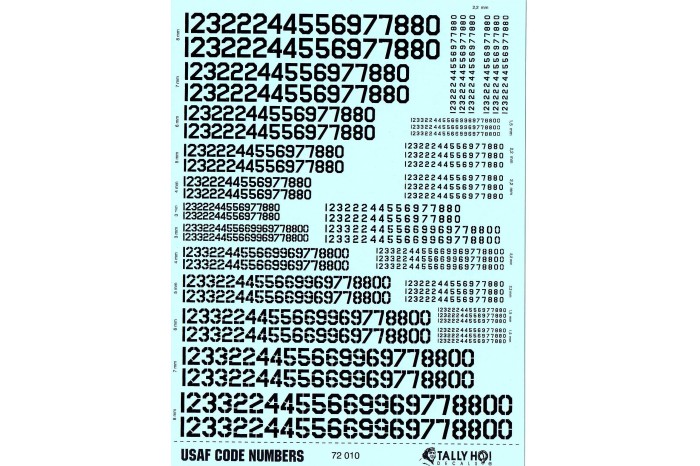 Decals - USAF Code numbers - 72010