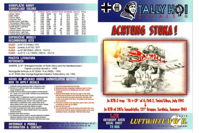 Decals - Ju-87 Achtung Stuka! - 72005