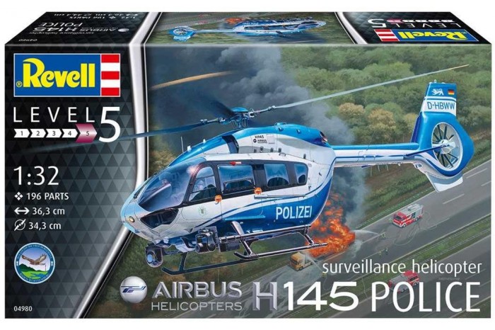 Plastic ModelKit vrtulník 04980 - H145 "Police" (1:32)