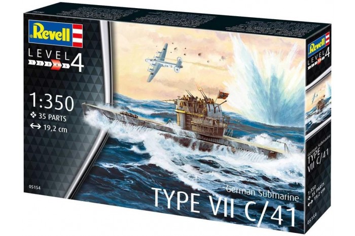 Plastic ModelKit ponorka 05154 - German Submarine Type VII C/41 (1:350)