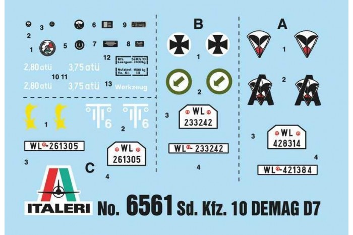 Model Kit military 6561 - Sd. Kfz. 10 Demag D7 with German Paratroops (1:35)