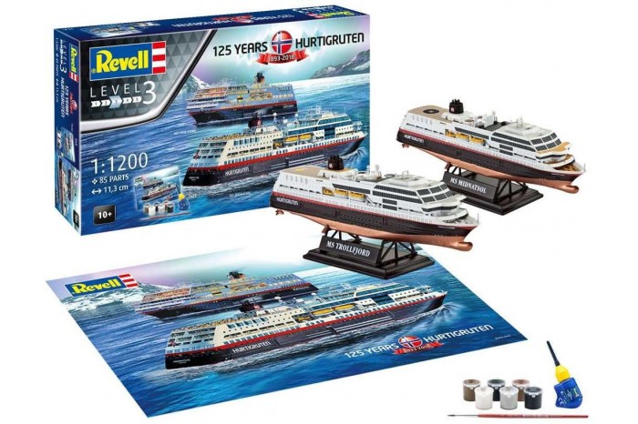 Gift-Set loď 05692 - 125 Years Hurtigruten TROLLFJORD & MIDNATSOL (1:1200)