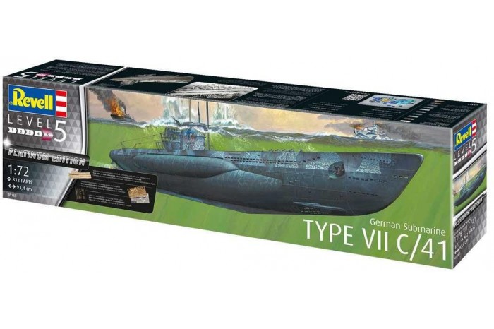 Plastic ModelKit ponorka Limited Edition 05163 - German Submarine Type VII C/41 (Platinum Edition) (1:72)