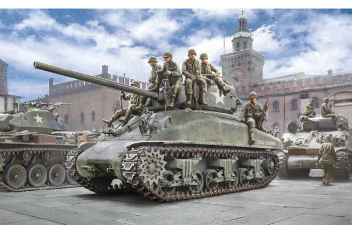 Model Kit tank 6568 - M4A1 Sherman with U.S. Infantry (1:35)