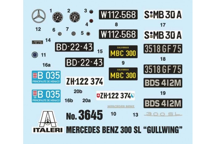 Model Kit auto 3645 - Mercedes Benz 300 SL Gullwing (1:24)