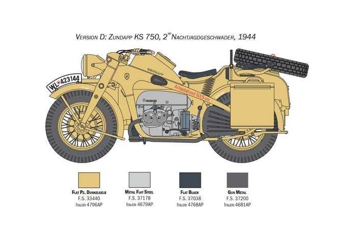 Model Kit military 7406 - Zundapp KS 750 with sidecar (1:9)