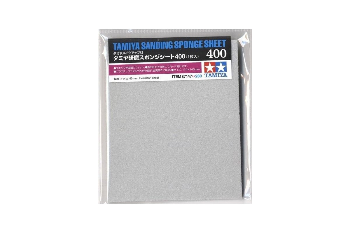 Tamiya #87147 Sanding Sponge Sheet #400 114 x 140 x 5mm 