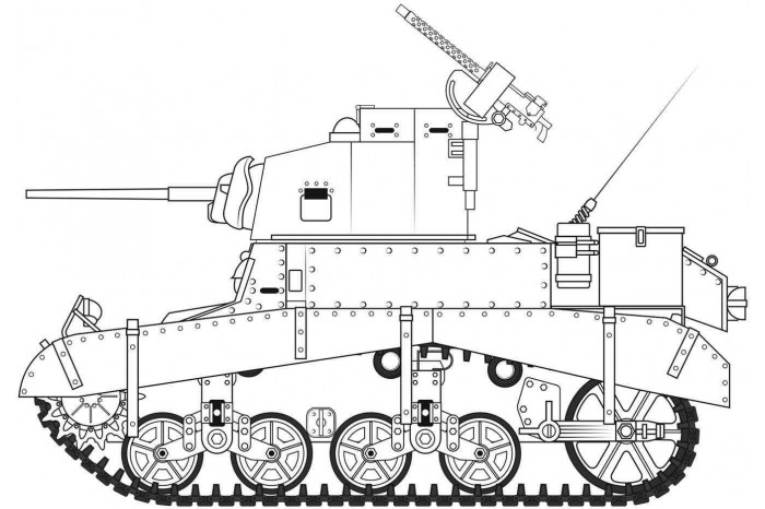Classic Kit tank A1358 - M3 Stuart, Honey (British Version) (1:35)