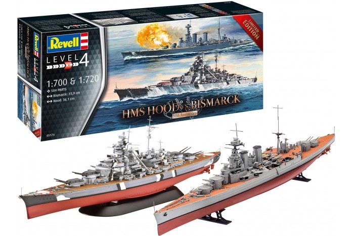 Plastic ModelKit lodě Limited Edition 05174 - Battle Set HMS HOOD vs. BISMARCK - 80th Anniversary (1:700)