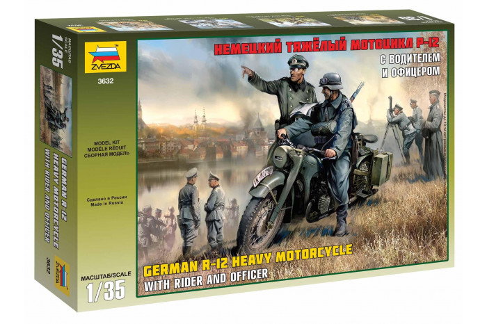 German R-12 Heavy Motorcycle with Rider (1:35) - 3632