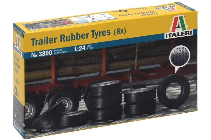 TRAILER RUBBER TYRES (8x) (1:24) - 3890