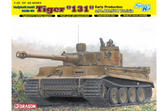 Model Kit tank 6820 - Tiger I &quot,131&quot, s.Pz.Abt.504 Tunisia (Smart Kit) (1:35)