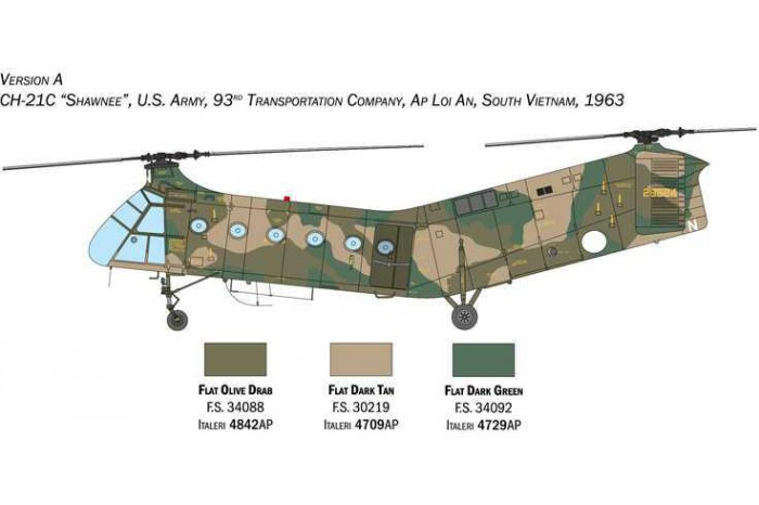 Model Kit vrtulník 2774 - H-21C Flying Banana GunShip (1:48)