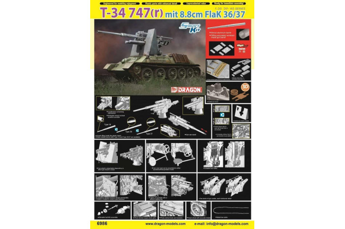 Model Kit military 6986 - T-34 747(r) with 8.8cm FlaK 36/37 (1:35)