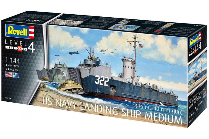 Plastic ModelKit loď 05169 - US Navy Landing Ship Medium (Bofors 40 mm gun) (1:144)