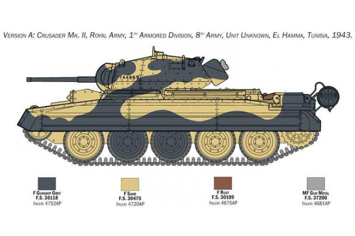 Model Kit military 6579 - Crusader Mk. II with 8th Army Infantry (1:35)