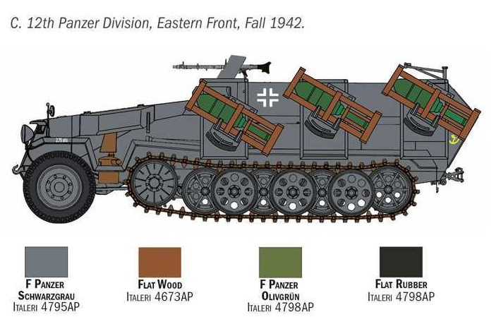 Model Kit tank 7080 - Sd. Kfz. 251/1 Wurfrahmen Stuka zu Fuss (1:72)