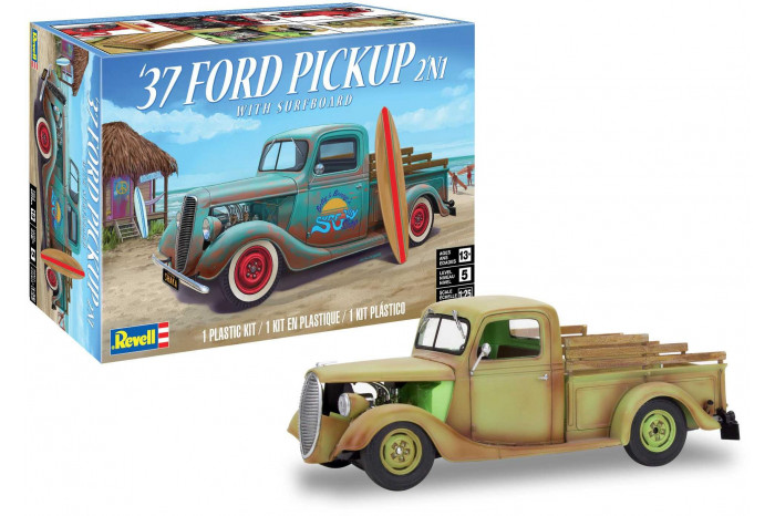 Plastic ModelKit MONOGRAM auto 4516 - 1937 Ford Pickup Street Rod with Surf Board (1:25)