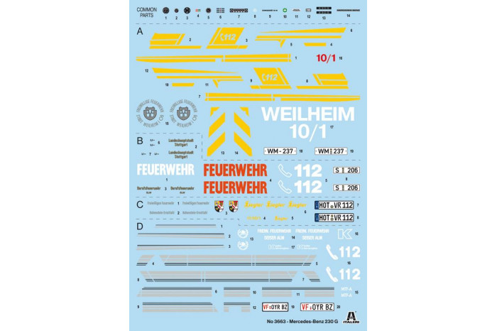 Model Kit auto 3663 - Mercedes G230 Feuewehr (1:24)