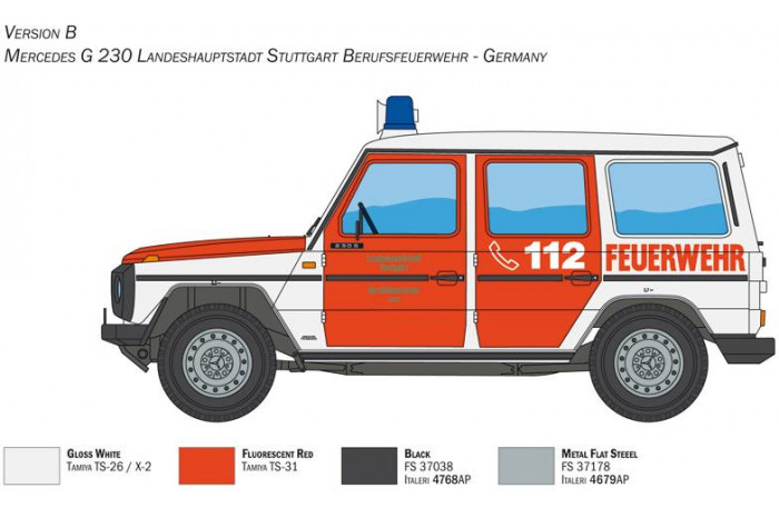 Model Kit auto 3663 - Mercedes G230 Feuewehr (1:24)