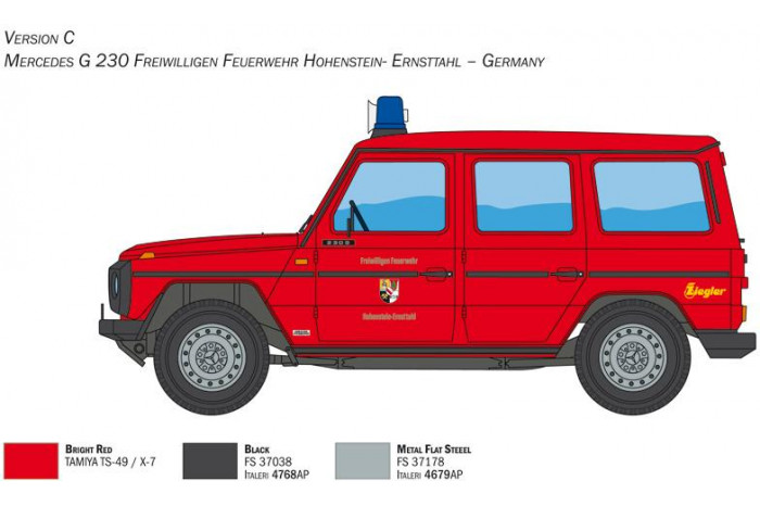 Model Kit auto 3663 - Mercedes G230 Feuewehr (1:24)