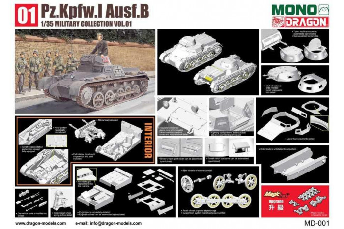 Model Kit tank MD001 - Pz.Kpfw.I Ausf.B w/INTERIOR (1:35)