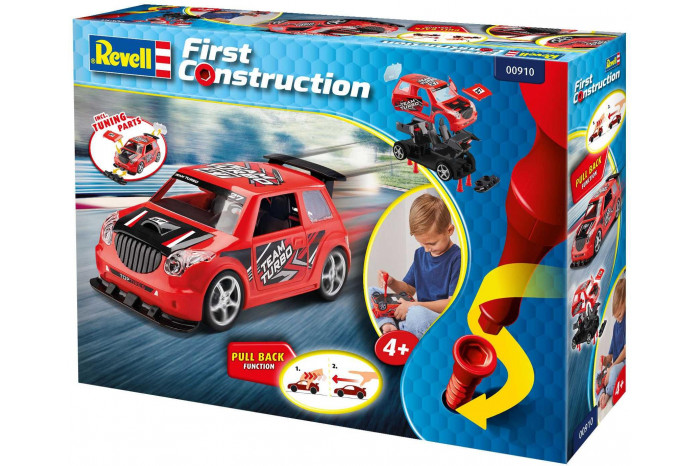 First Construction auto 00910 - Pull Back Rallye Car (červené) (1:20)