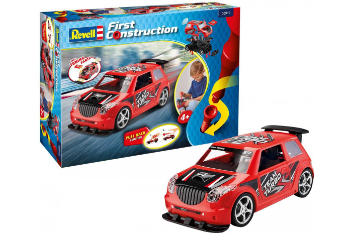 First Construction auto 00910 - Pull Back Rallye Car (červené) (1:20)
