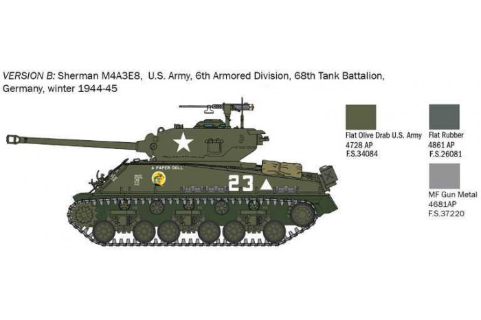 Model Kit tank 25772 - M4A3E8 Sherman "Fury" (1:56)