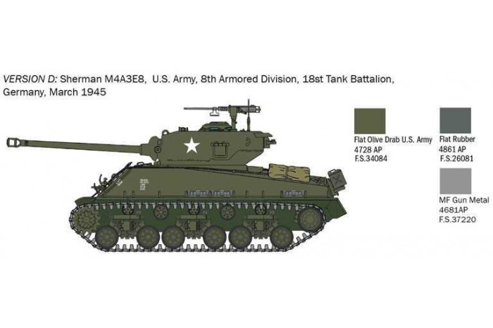 Model Kit tank 25772 - M4A3E8 Sherman "Fury" (1:56)