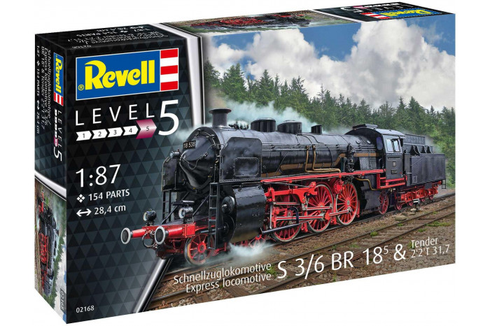 Plastic ModelKit lokomotiva 02168 - Express locomotive S3/6 BR18(5) with Tender 2‘2’T (1:87)