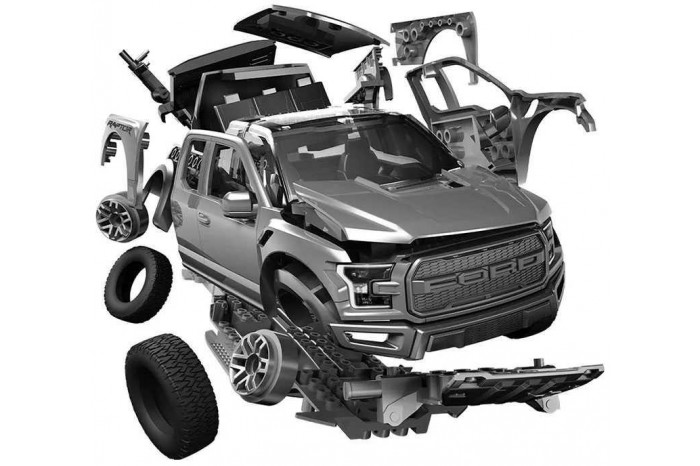 Quick Build auto J6053 - Ford F-150 Raptor - Grey
