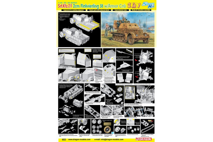 Sd.Kfz.7/1 2cm Flakvierling 38 w/Armor Cab (2 in 1) (1:35) - 6533