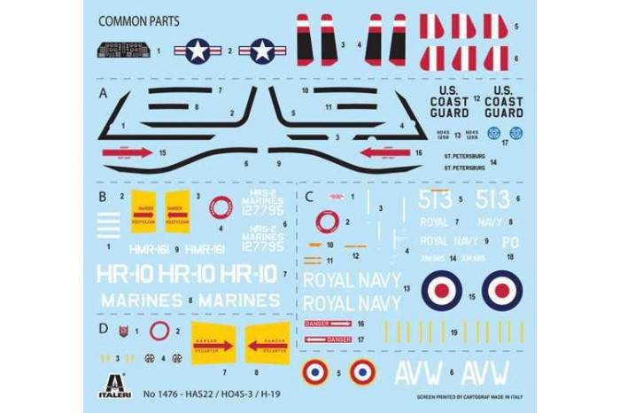 Model Kit vrtulník 1476 - HAS22 / HO4S-3 / H-19 (1:72)
