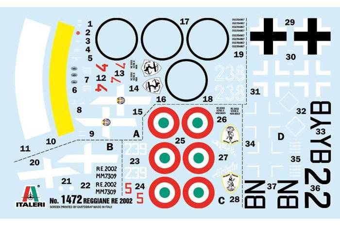 Model Kit letadlo 1472 - Reggiane Re.2002 Ariete (1:72)