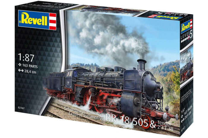 Plastic ModelKit lokomotiva 02167 - Express Locomotive BR 18 505 with Tender 2'3' T38 (1:87)