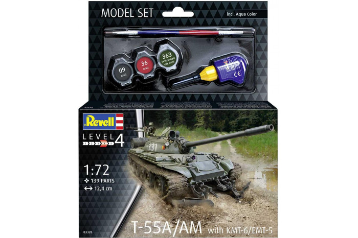 ModelSet military 63328 - T-55A/AM with KMT-6/EMT-5 Mine Plough (1:72)