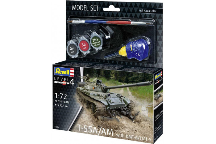 ModelSet military 63328 - T-55A/AM with KMT-6/EMT-5 Mine Plough (1:72)